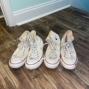 Two pairs of White All-Star Converse